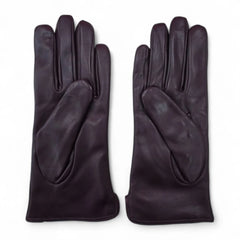 Womens Purple Italian Leather Gloves with Wool Lining