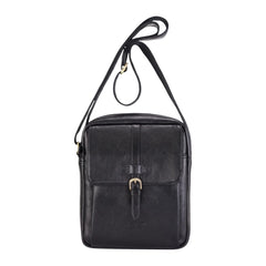 Black Vintage Leather Cross Body Travel Bag