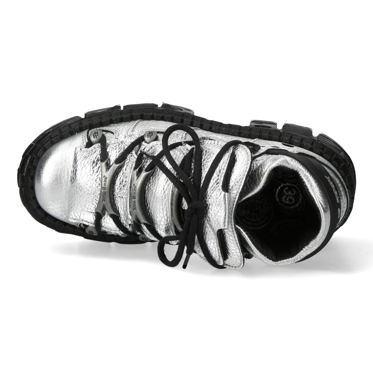NEW ROCK - M-106WALL-C16 Metallic Silver Leather Platform Boots