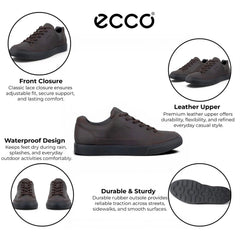 Ecco - Mocha Brown Leather Waterproof Sneakers: Soft 10