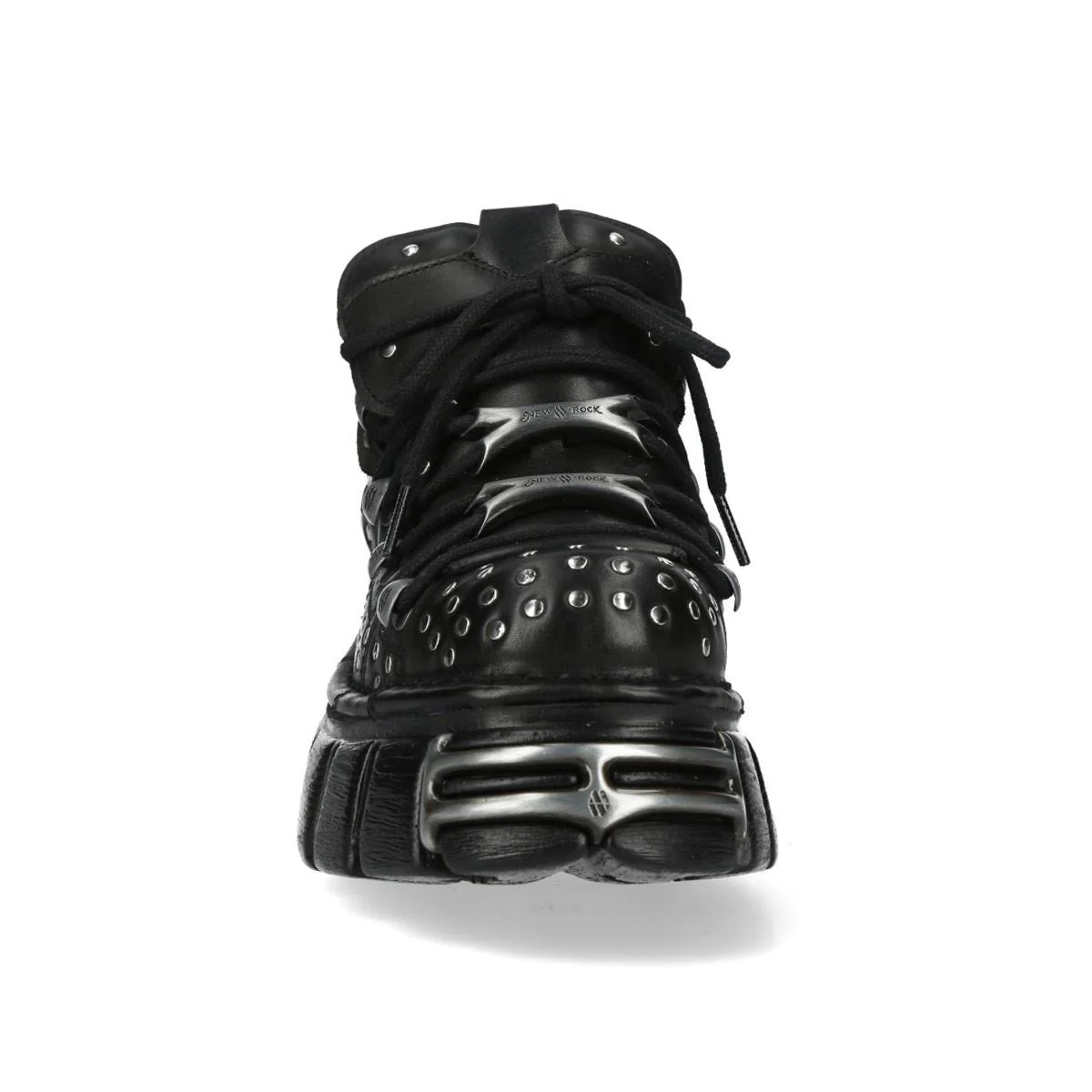 NEW ROCK - M-120NR-C1 Studded Black Leather Platform Boots