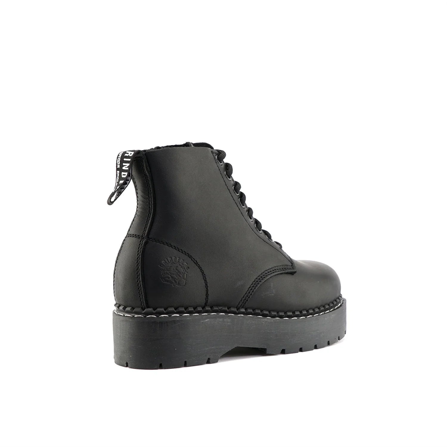 Grinders - Charlie ACS Black Leather Lace Up Ankle Boots