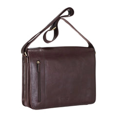 Chestnut Brown Vintage Leather Flap Over Laptop Messenger Satchel