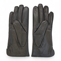 Womens Brown Italian Leather Gloves with Wool Lining