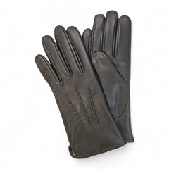 Womens Brown Italian Leather Gloves with Wool Lining