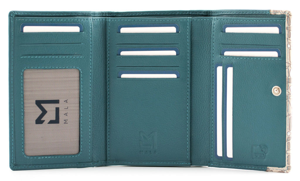 *NEW IN* Mala - Bella Family Teal Tri Fold Purse with RFID