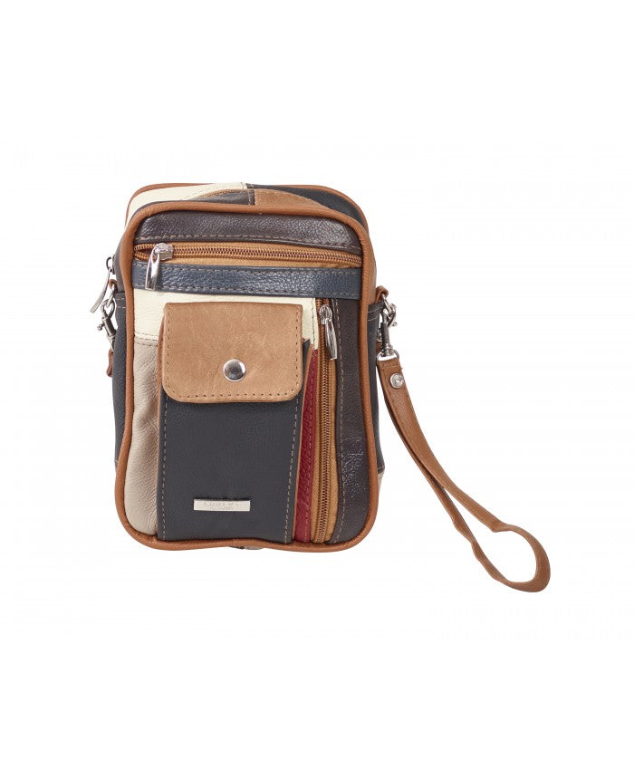 Multicoloured Patchwork Cow Hide Small Cross Body Bag