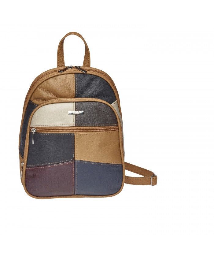 Multicoloured Patchwork Cow Hide Backpack