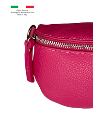 Women's Fuschia Leather Cross Body Bag with Interchangeable Straps