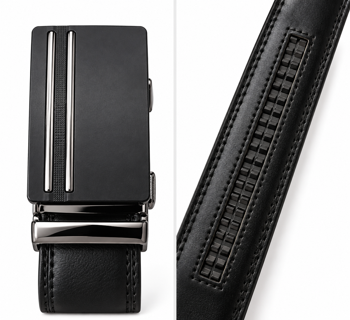 Black Leather Ratchet Belt