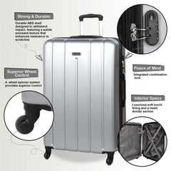 Castleberry Set of 3 Hard Shell Silver Suitcases