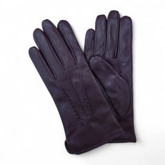 Womens Purple Italian Leather Gloves with Wool Lining