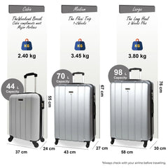 Castleberry Set of 3 Hard Shell Silver Suitcases
