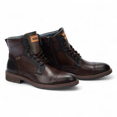 Pikolinos - Men's Olmo Brown Leather Zip & Lace Ankle Boots