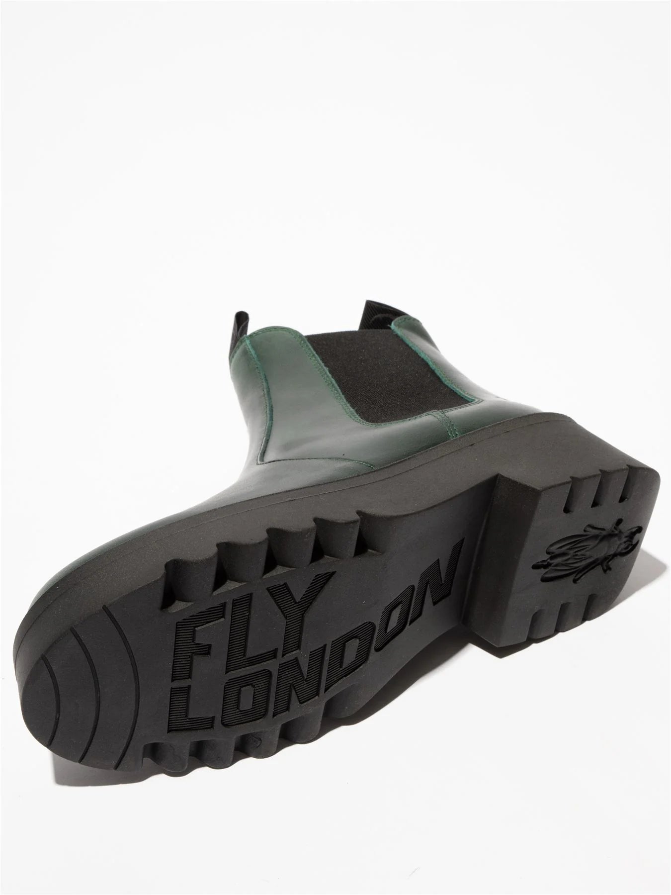 Fly London - MEDI789 Women's Petrol Green Leather Platform Heel Chelsea Boots