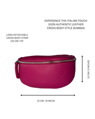 Women's Fuschia Leather Cross Body Bag with Interchangeable Straps