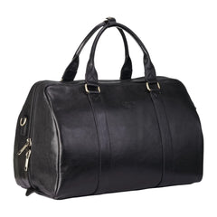 Black Vintage Leather Holdall With Detachable Shoulder Strap