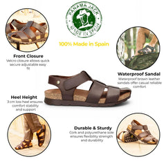 Panama Jack - Men's C1 Stanley Brown Leather Waterproof Sandals