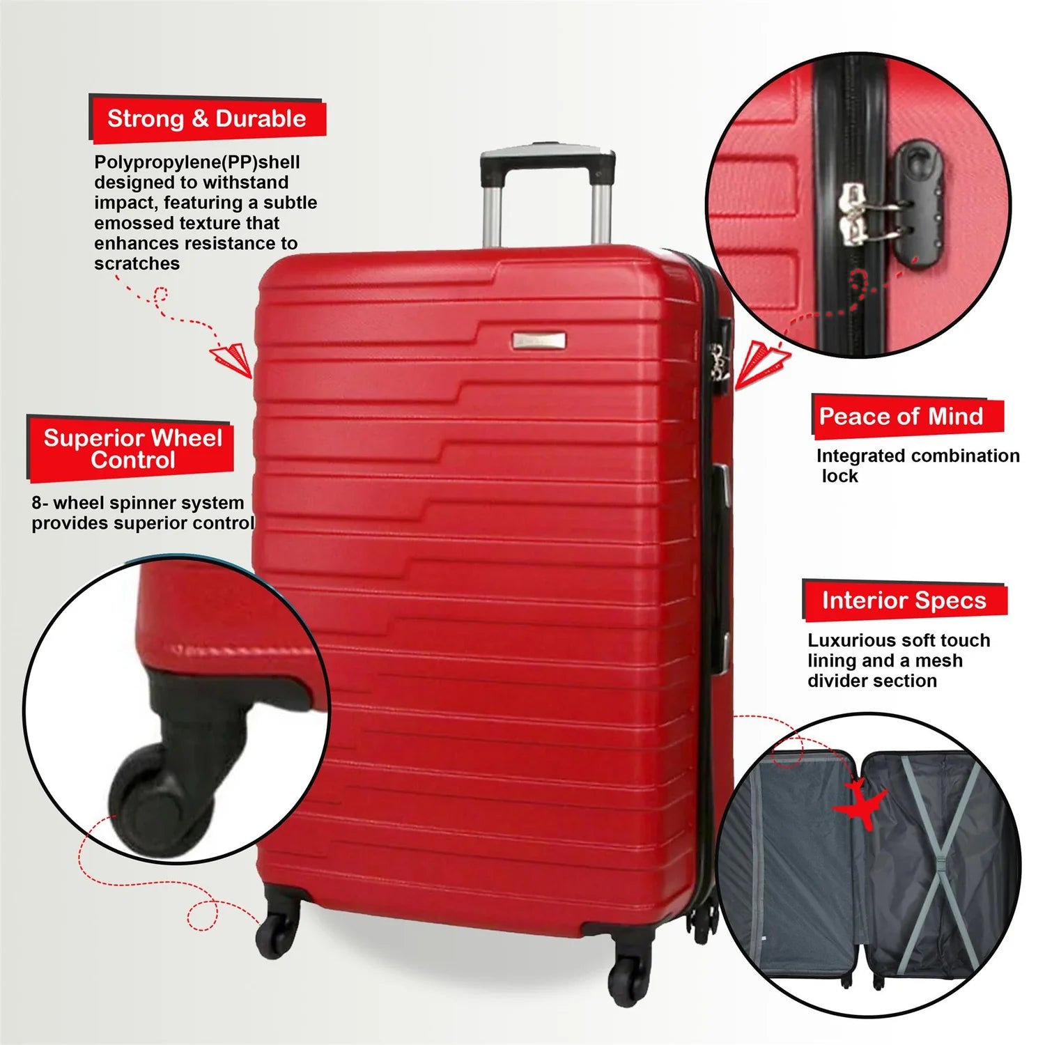 Crossville Cabin Hard Shell Red Suitcase