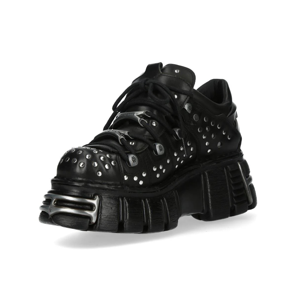 NEW ROCK - M-120NR-C1 Studded Black Leather Platform Boots