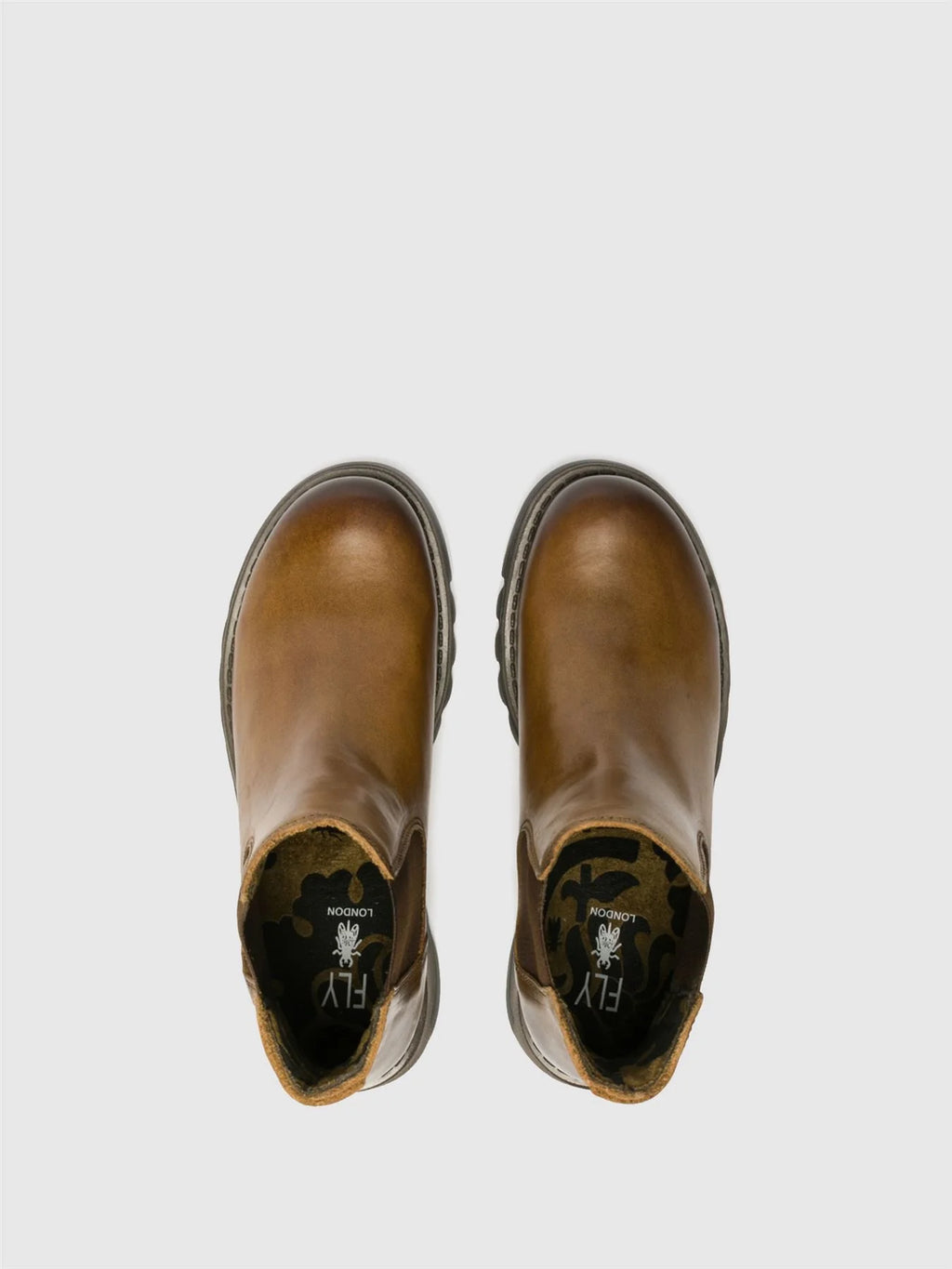 Fly London - SALV Women's Camel Leather Wedge Chelsea Boots