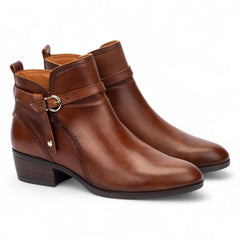 Pikolinos - Women's Daroca Cuero Brown Leather Zip Heeled Ankle Boots