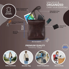 Chestnut Brown Leather Flap Over Cross Body Travel Bag