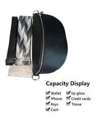 Women's Black Leather Bumbag with 2 Interchangeable Straps