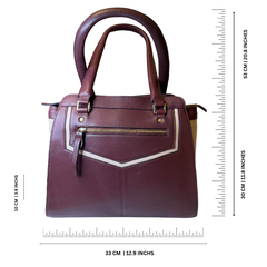 Women's  Burgundy and White Leather Shoulder Bag