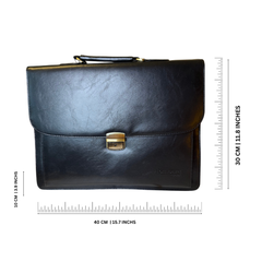 Lombard Leather Briefcase & Laptop Bag Black