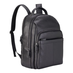 Large Black Vintage Leather Laptop Rucksack