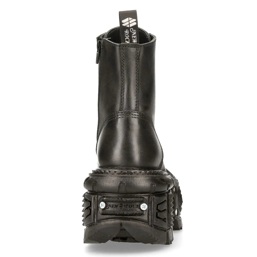 NEW ROCK - TANK083-C1 - Black Lace Up Combat Boots
