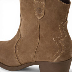 Tamaris - Women's Camel Brown Suede Western Style Ankle Boots 25702-41