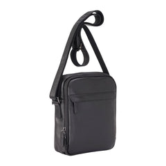 Black Leather Cross Body Travel Bag