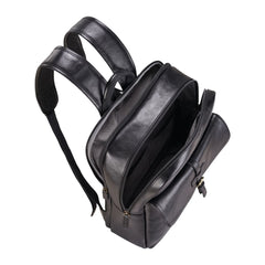 Large Black Vintage Leather Laptop Rucksack