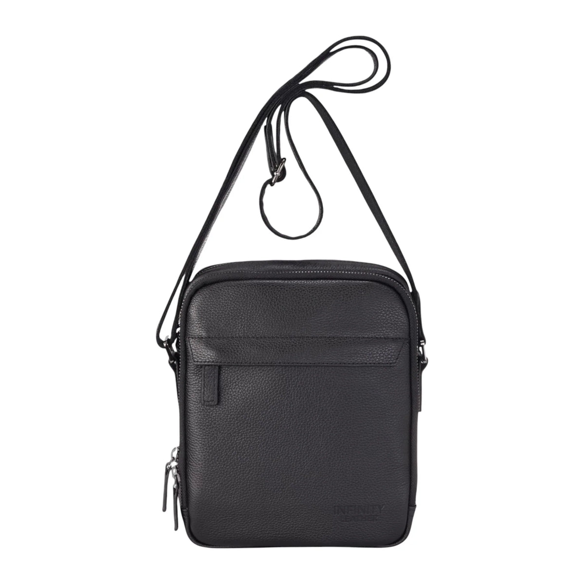 Black Leather Cross Body Travel Bag