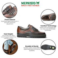 Mephisto - Barracuda MT 742 Men's Chestnut & Dark Brown Leather Walking Shoes