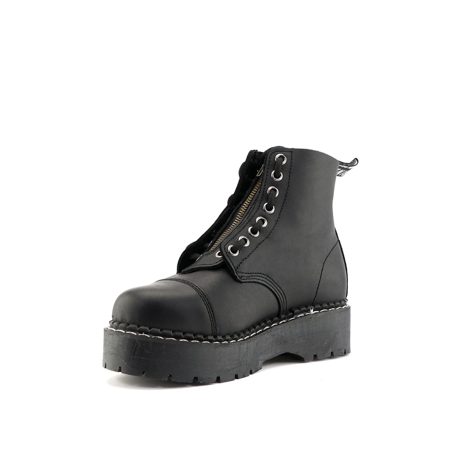 Grinders - Cameron ACS Black Leather Zip Up Ankle Boots