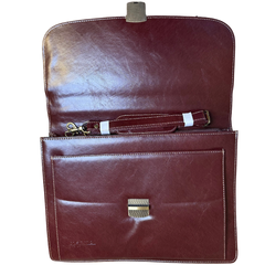 Lombard Leather Briefcase & Laptop Bag Burgundy