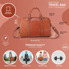 Deep Tan Vintage Leather Holdall With Detachable Shoulder Strap
