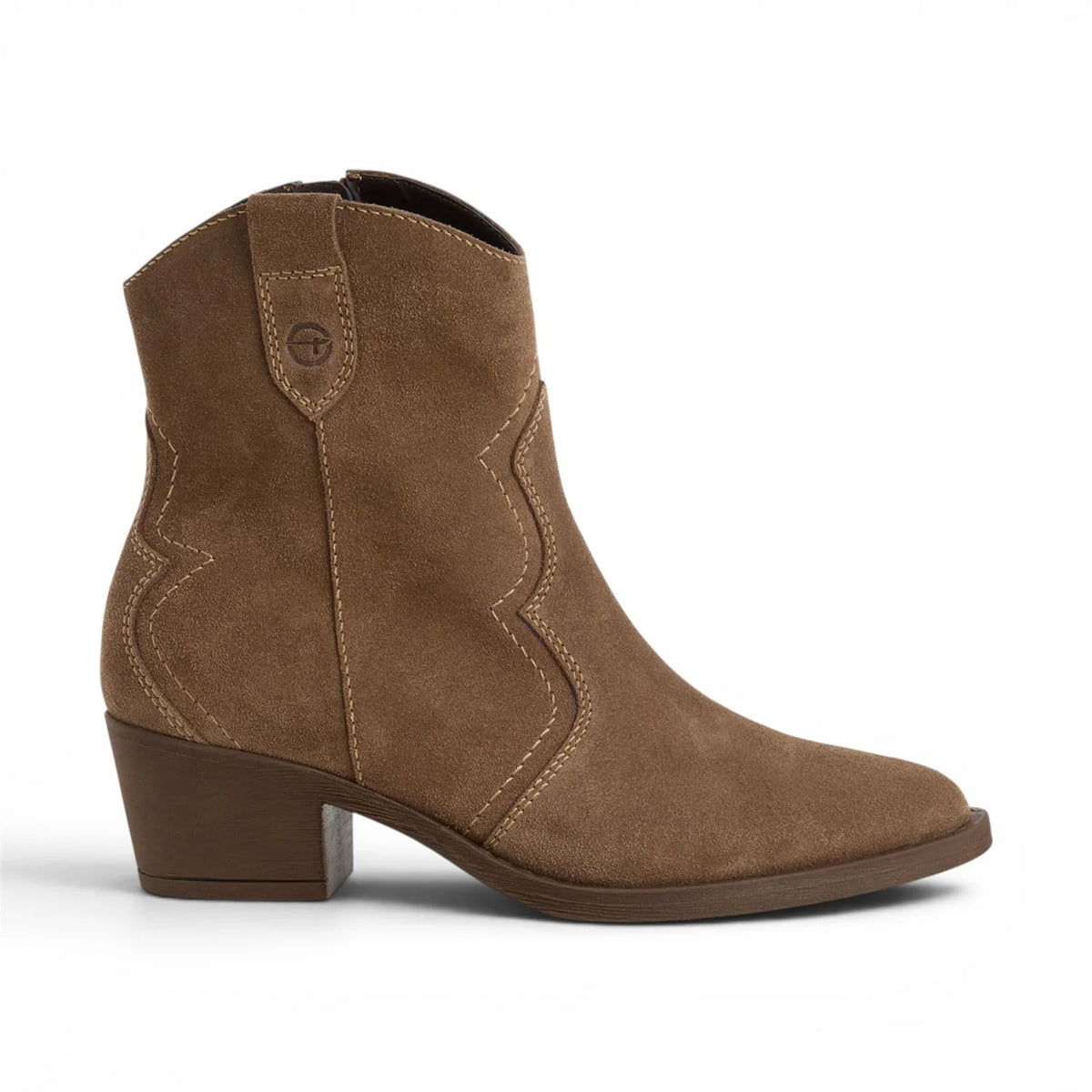 Tamaris - Women's Camel Brown Suede Western Style Ankle Boots 25702-41