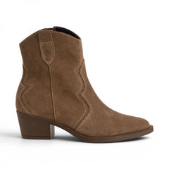 Tamaris - Women's Camel Brown Suede Western Style Ankle Boots 25702-41