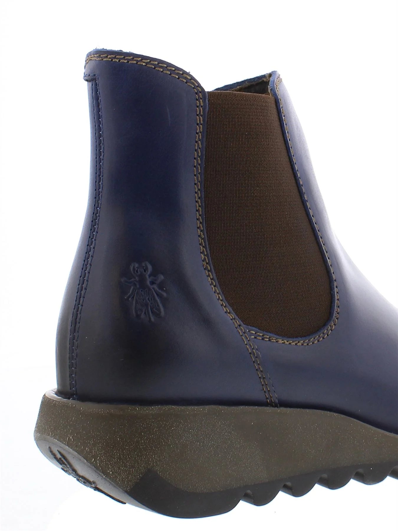 Fly London - SALV Women's Blue Leather Wedge Chelsea Boots