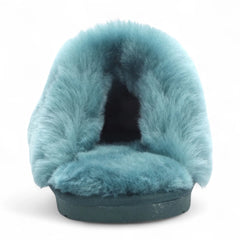 Womens Green Genuine Sheepskin Mule Slippers: Luna