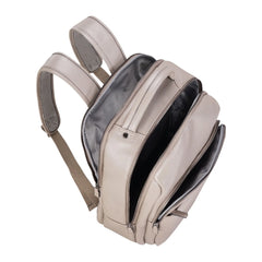 Large Warm Grey Vintage Leather Laptop Rucksack