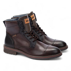 Pikolinos - Men's Olmo Brown Leather Zip & Lace Ankle Boots