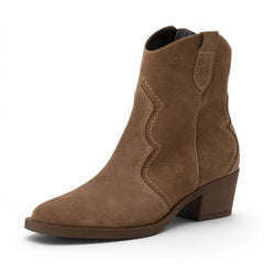 Tamaris - Women's Camel Brown Suede Western Style Ankle Boots 25702-41