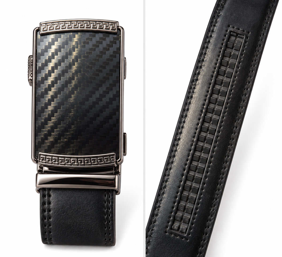 Black Leather Ratchet Belt