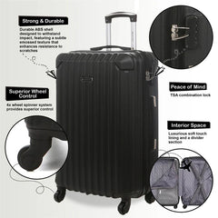 Corowa Large Soft Shell Black Suitcase