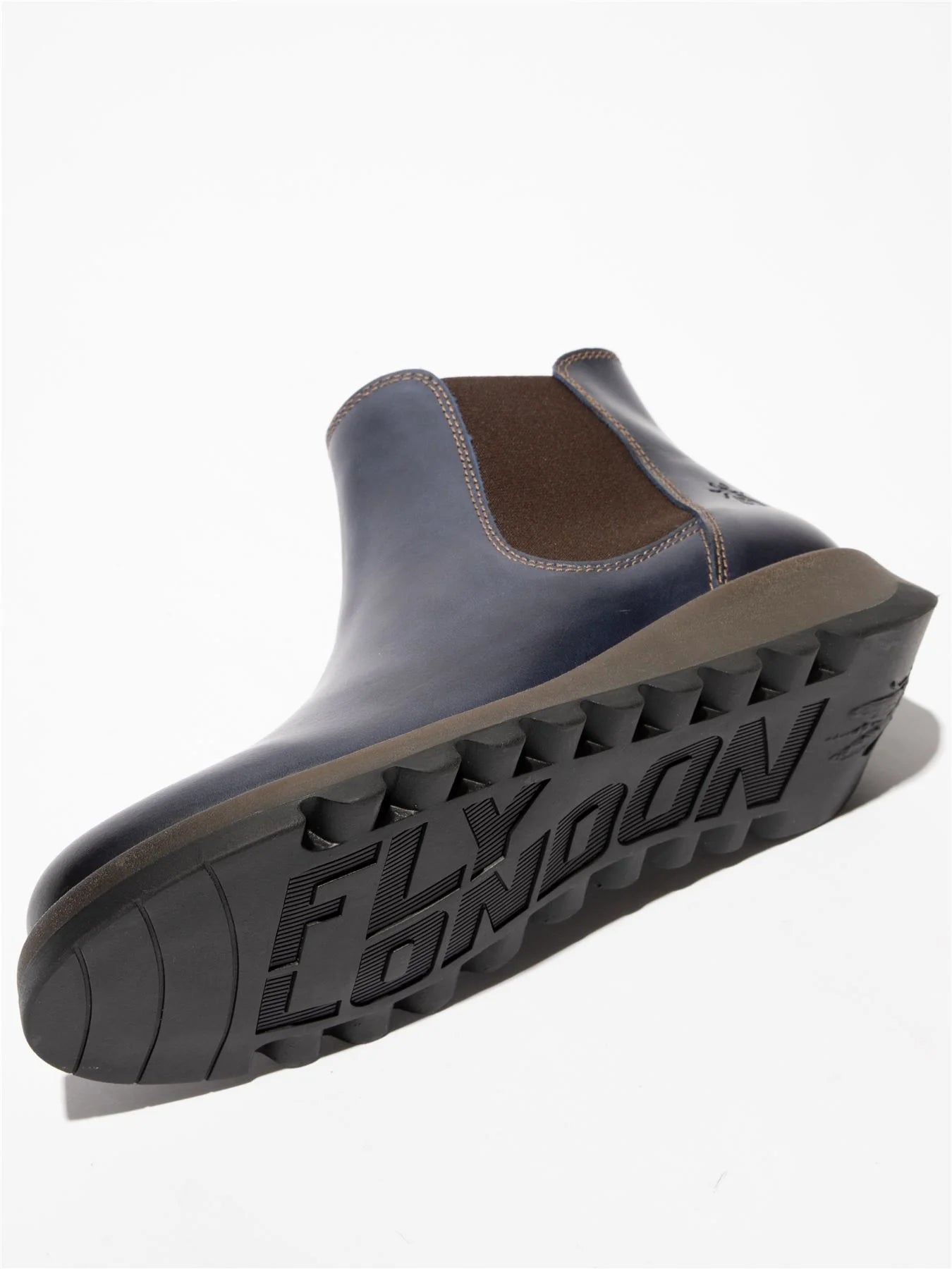 Fly London - SALV Women's Blue Leather Wedge Chelsea Boots